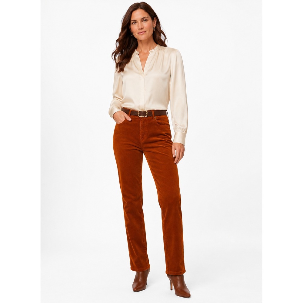 Talbots Corduroy Signature Pants Sz 14 Rust Tapered Leg Classic Preppy Academia